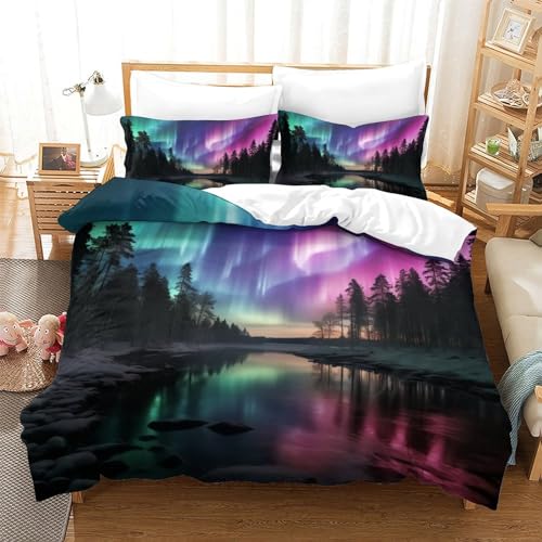 Housse de couette zippée Aurora en microfibre douce anti-plis pour grand lit