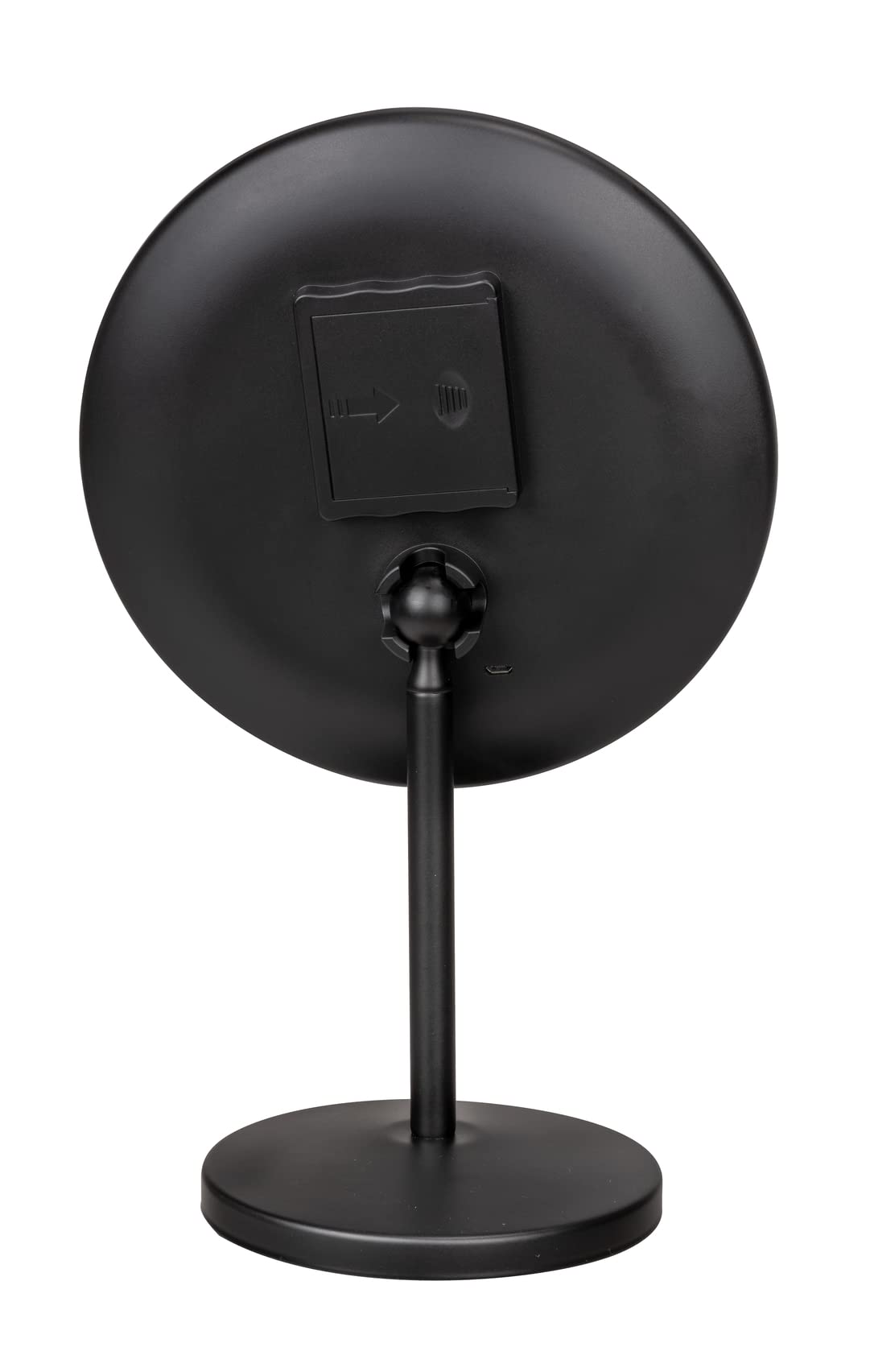 WENKO Miroir de maquillage à LED sur pied Onno, éclairage LED variable, grossissement 5x, allumage/extinction tactile, fonctionne sur piles ou par câble USB, 20x34x13,5 cm, noir