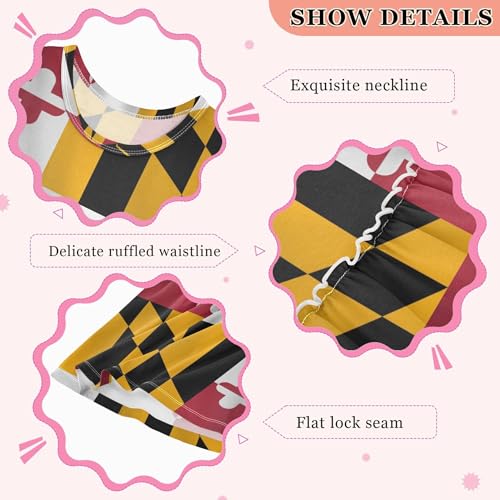 Traditional Maryland Us State Flag Summer Girl Dresses Cotton Dress Sleeveless Toddler Outfits Clothes Size 2t3