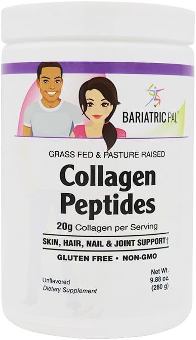 BariatricPal Collagen Peptides Powder (Unflavored, Hydrolyzed Type 1 & 3, Grass Fed) - Skin, Hair, Nail & Joint Support (14 Servings) 9.88 oz.