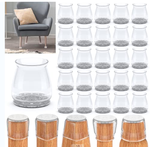 32 pcs Protection Pied de Chaise Silicone（Gris）, KOPHOR Protege Pied de Chaise, Patins pour Meubles pour Sols en Bois Dur, pour Pieds de Chaise Ronds et Carrés, Élimine Le Bruit et Les Rayures