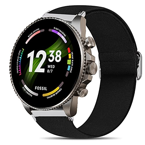 Compatible for Fossil Gen 6 Band, Stretch Elastics Nylon Adjustable Replacement Strap Accessories Compatible for Fossil Gen 6 42mm / 44mm Smartwatch