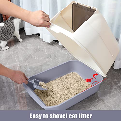Llparty Cat Litter Box, 2 In 1 Enclosed Kitty Litter Box With Lid & Open Litter Box With High Sides, Front Entry Top Exit Large Covered Cat Litter Box With Scoop, Sifting Litter Box For Indoor Outdoor #TOP4