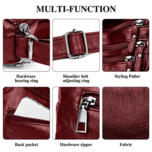 Image of WITERY Crossboby Bag for Women - Soft PU Leather Multi-Pocket Shoulder Bag Handbag with Adjustable Strap
