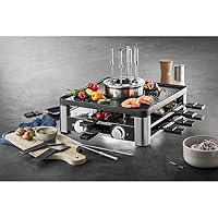 WMF Lumero 3in1 Gourmet Station – elektrisches Raclette, Fondue und Grill für 8 Personen, aus Edelstahl matt, mit Temperaturregulierung und LED-Beleuchtung – platzsparendes Design für stilvolle Abende – Ansicht 7