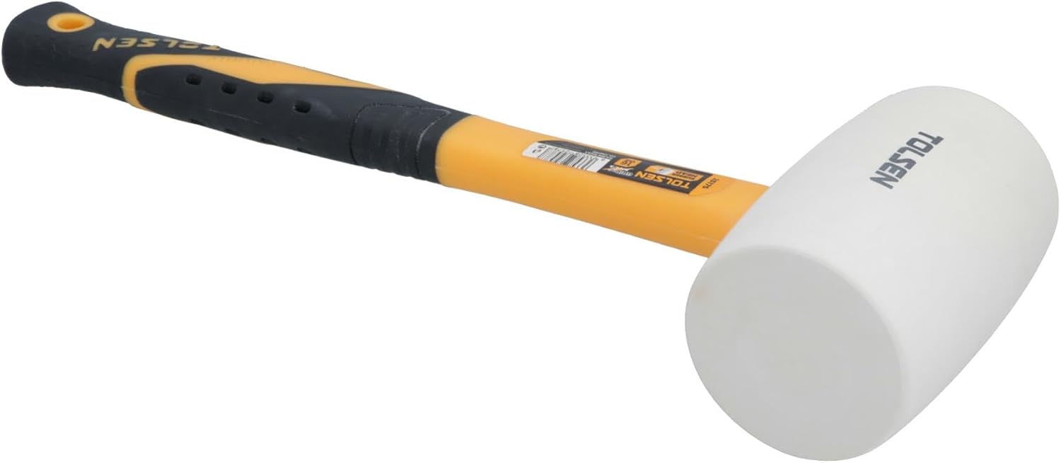 32oz White Rubber Mallet With Fibreglass Handle Hammer Non Marking Head
