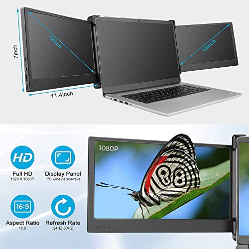 Teamgee Draagbare monitor voor laptop, 12" Full HD 1080p IPS display, Dual Triple Monitor Screen Extender, compatibel met 13"-16" Mac Windows Chrome laptops - Afbeelding 3