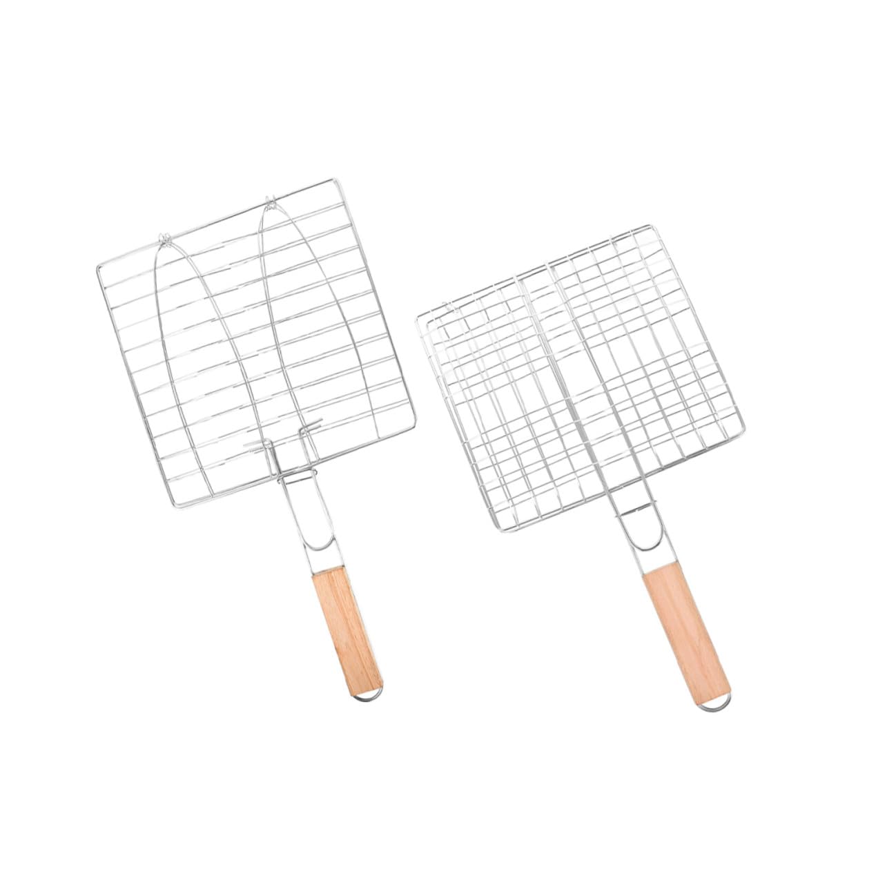 Confezione da 2 cestelli per Barbecue con Manico - Reti Leggere per Cucinare Pesce e bistecche per Campeggio all'aperto, Picnic, grigliate, Utensili Portatili per Barbecue Facili da Usare