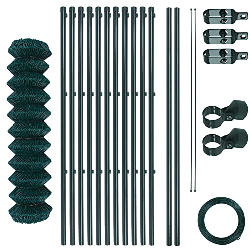 Maschendrahtzaun-Gartenzaun-Set verzinkt und grün beschichtet Maschenweite 6 x 6 cm Zaunset Drahtzaun Maschendraht Komplettset Zaun-Set (1 0 x 25 m)