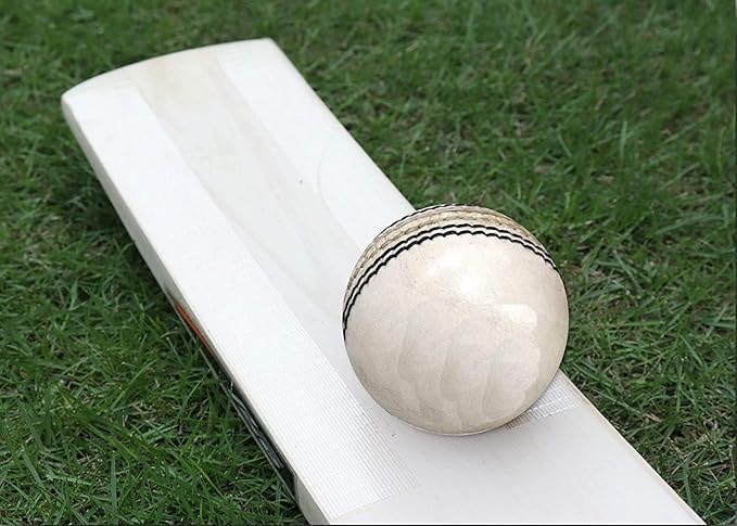 Image of Leather Cricket Ball | Hand Stitched Leather Ball for Practice, Match, and Training | Durable, Water Resistant, Professional Cricket Ball for Club and Academy Use (Pack of 1, White)
