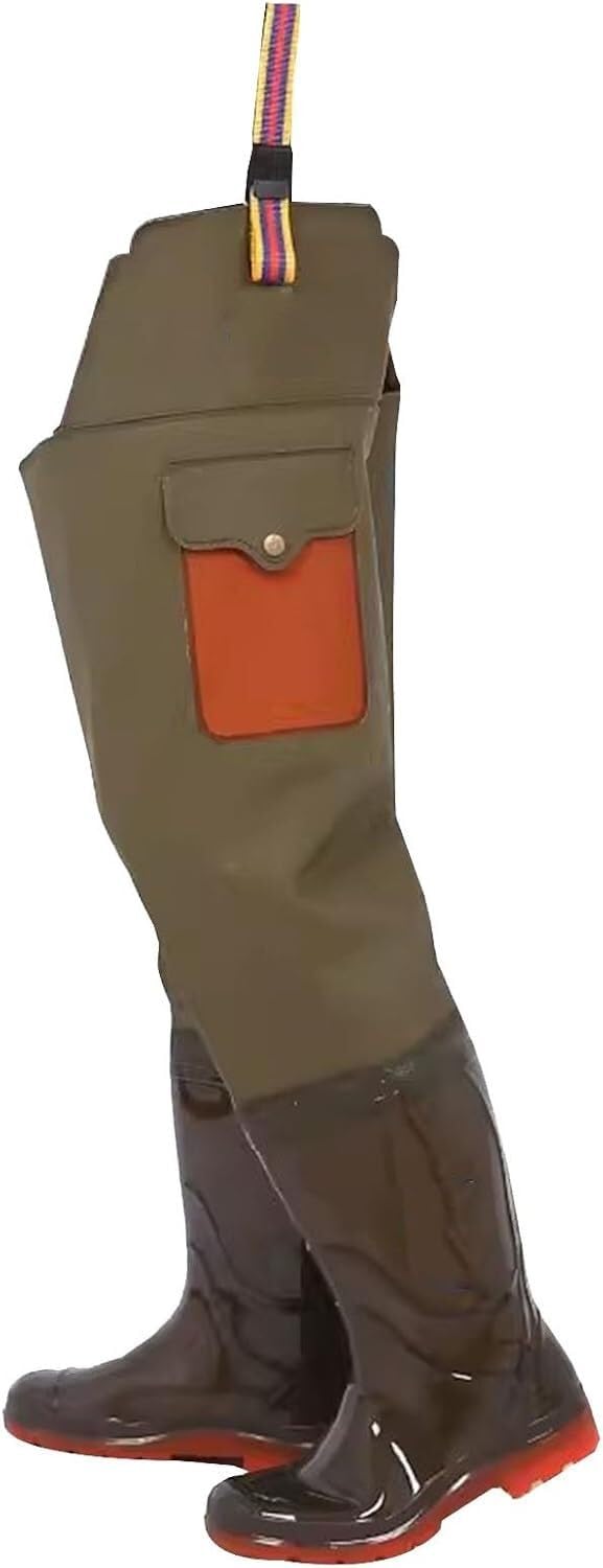 Wodoodporne spodnie wędkarskie dla mężczyzn i kobiet, lekkie buty wędkarskie myśliwskie z kieszenią z PVC(Brown,5.5)