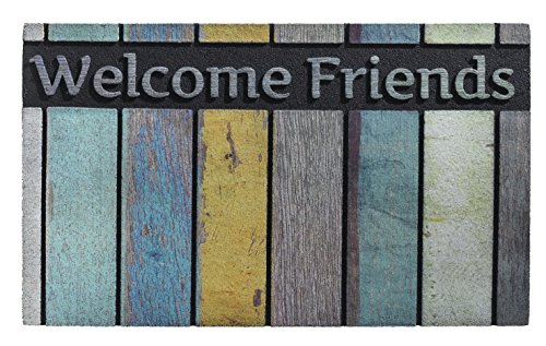 HMT 318024 Eco-Master Fußmatte Welcome Friends Kautschuk, Mehrfarbig, 45 x 75 cm