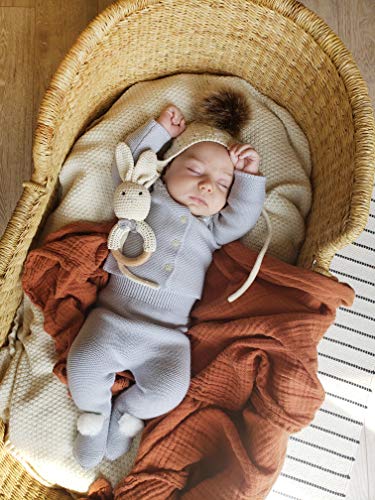 Natural Crochet Teether Toy Rattle For Baby Forest Friends Handmade Amigurumi Crochet Bunny Deer Fox On Natural Wooden Teething Ring Rattle Natural Baby Toys (Girl Bunny) #TOP5