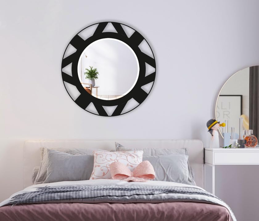 MyPhotostation.com Specchi neri da 45 cm per specchi da parete in metallo da parete, decorazione per la casa, decorazione da parete decorativa da appendere per soggiorno ingresso