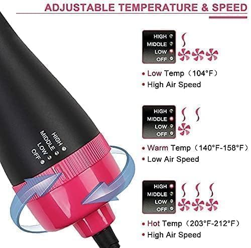 Image of Professional 1000W One Step Hair Dryer Brush and Volumizer 3-in-1 Hot Air Styler Ion Generator Hair Straightener Curler Comb Ceramic Tourmaline Blow Dryer for All Hair Types Frizz-Free Salon Results (DH1)
