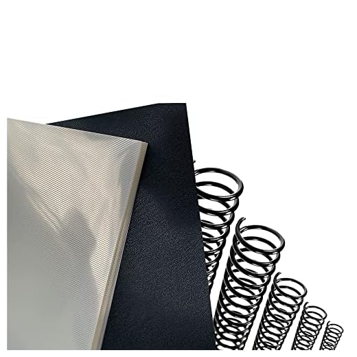 Kit Encadernação A4 100 Capas + 100 Contra Capas + 100 Espirais Preto 07mm