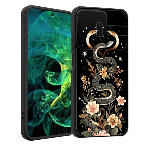 smauncucn for Moto G Power 2025 Case with Slide Camera Cover,Heavy Duty Dual Layer Hybrid Shock Proof Protective Rugged Bumper Case for Motorola Moto G Power 2025 6.8",Aesthetic Snake Floral