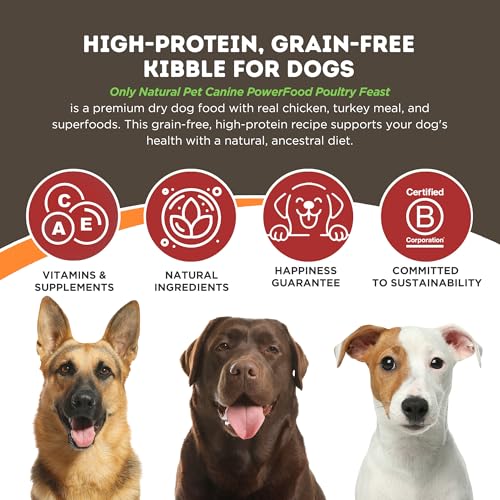 Image of Only Natural Pet Dry Dog Food Canine PowerFood Formula - Paleo Inspired Formula with No Grain, Soy, Corn, Wheat or Oats - Poultry Feast 20 lb Bag