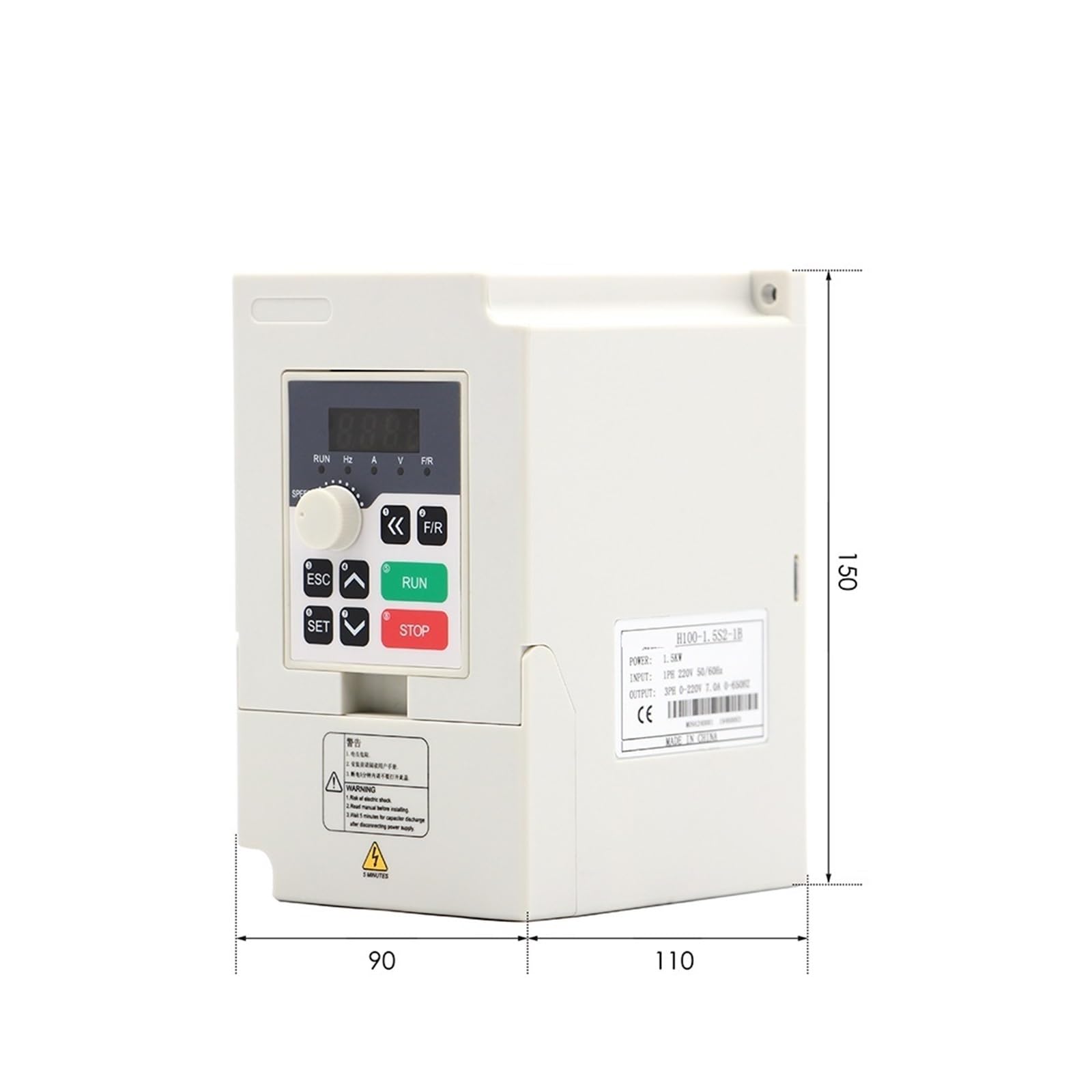 Azionamento a frequenza variabile Machine110/220 1.5kw VFD Azionamento a frequenza variabile 2.2kw Vector Inverter Controllo velocità motore Frequenza 0-1000Hz Alte prestazioni(1.5KW)