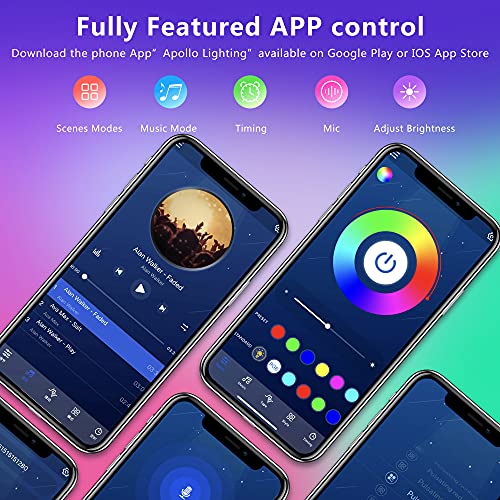 60Ft Bluetooth Led Strip Lights,Smd 5050 Music Sync Led Lights Strip,Rgb Color Changing Led Lights With Remote,Smart Phone App Control,Led Lights For Bedroom,Ceiling,Room Diy(App+Remote +Mic/60Ftx1) #TOP2
