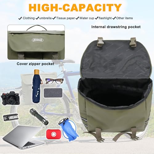 MYDAYS OUTDOOR Panniers Bike Bags,Bicycle Saddle Bags,Bike Rear Rack Bag Large Capacity Reflective Strip,Bike Trunk Bag with Panniers,Bicycle Storage Bag,Bike accessories