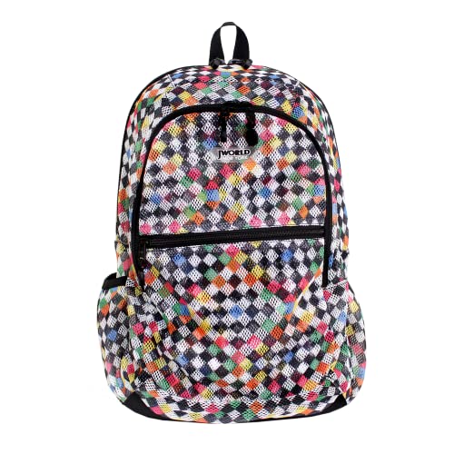 ESVAN See-Through Mesh Backpack – Clear Floral Print Pack For School, Gym, Beach & Travel