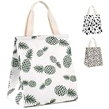 HOMESPON Reusable Lunch Bag Insulated Lunch Box Canvas Fabric with Aluminum Foil, Lunch Tote Handbag