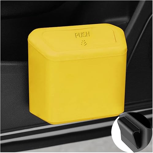 AUCELI Cubo de basura para automóvil con tapa, mini organizador de basura colgante a prueba de fugas, contenedor de basura impermeable para