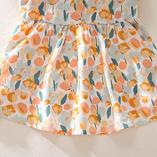 Lykmera Lindo vestido infantil para meninas, sem mangas, estampa floral, verão, praia, festa, vestid