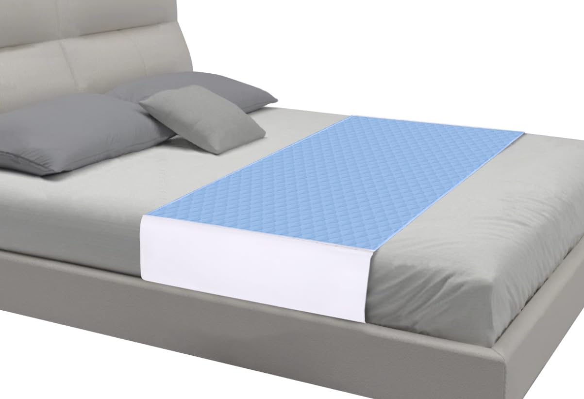 Saddle Style Washable Bed Pad for Incontinence, Waterproof and Reusable Underpad with Tuck-in Sides, Leakage & Sweat Mattress Protector for Adults,