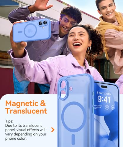 Image of CANSHN Magnetic for iPhone 17 Case, Upgraded [Full Camera Protection] [Compatible with Magsafe] [Translucent Matte] Shockproof Protective Phone Case for iPhone 17 - Ultramarine