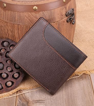 Retro Mens Genuine Leather Bifold Wallet RFID Blocking ID Window Stylish Durable Daily Use (Coffee)3