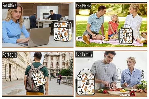 verschiedene Arten von kleinen, mittelgroßen und großen Mischlingshunden, isolierte Lunchtasche für Männer und Frauen, große, tragbare, wasserdichte und wiederverwendbare Thermo-Lunchbox mit Taschen f