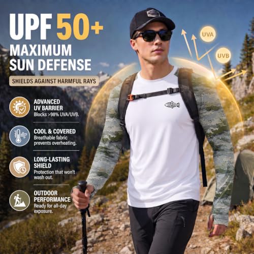 Riverruns Men's Camo Raglan Sleeve Graphic Shirt, UPF50+ Outdoor Top - image 4