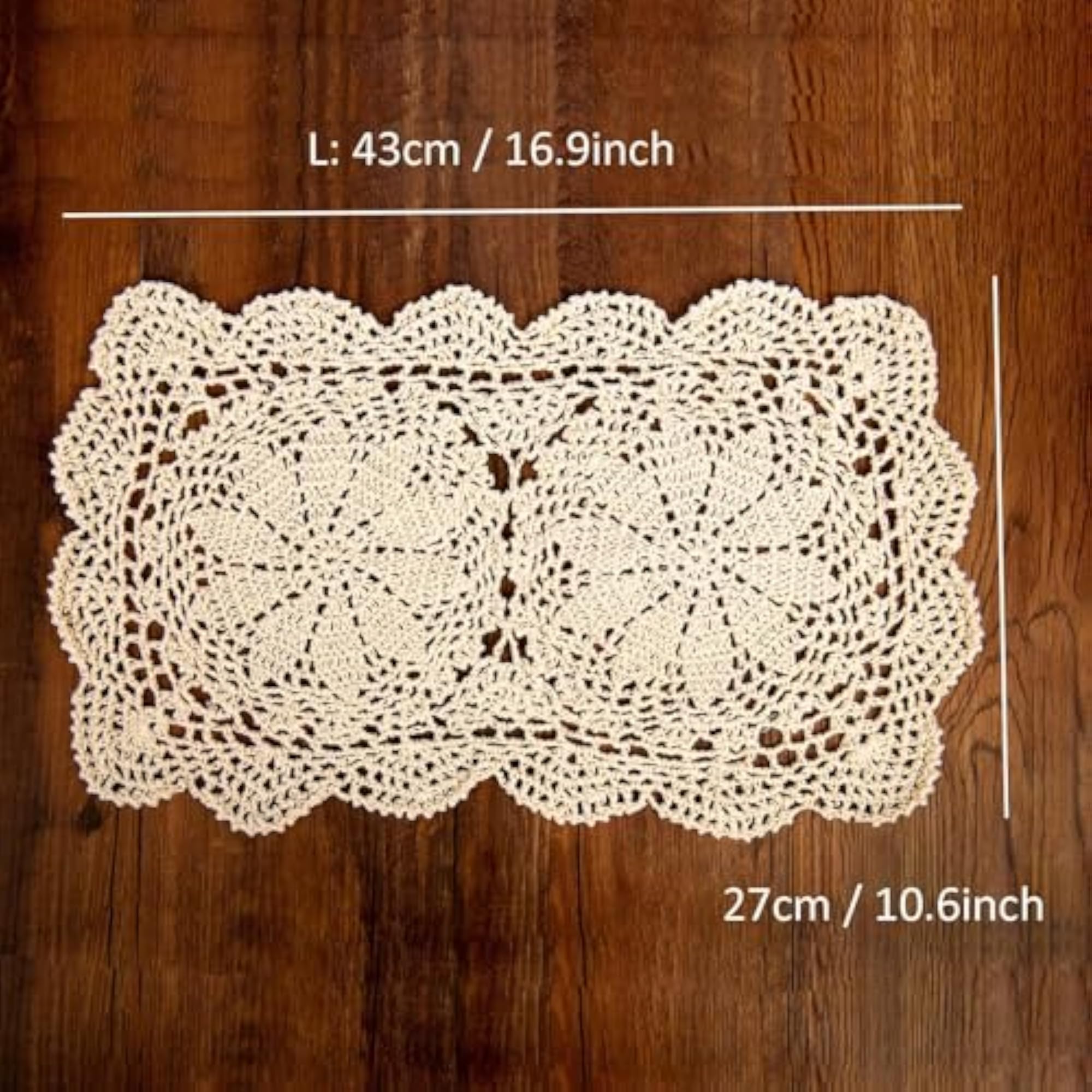 2-Piece Handmade Cotton Crochet Doilies Placemats