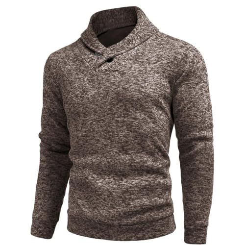 Men's Long Sleeve Turtleneck Button Solid Color Pullover Winter Breathable Lapel Sweater2