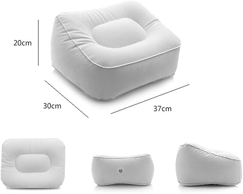 Miniatura 2 de Almohada inflable para descanso de pies, almohadilla para la cabeza, almohada de flocado suave, cojín de relajación para vuelos, otomanos con pierna