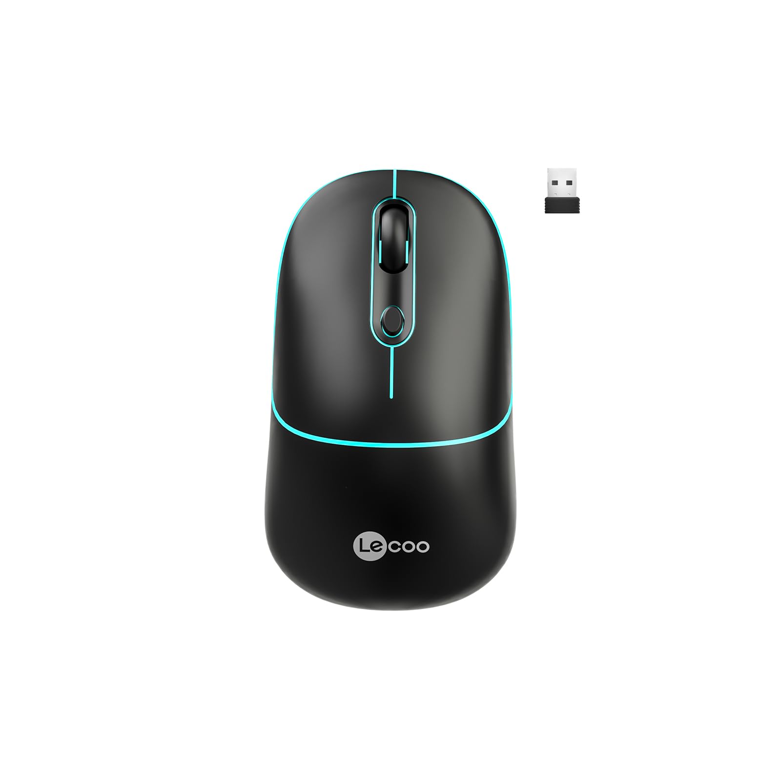 Lenovo lecoo WS210 Dual Mode RGB 2.4GHz WiFi+ Bluetooth per destrorsi e mancini compatibile con Windows, Linux e Mac 1600DPI 6 tasti di ricarica silenzioso compatto wireless mouse ottico nero