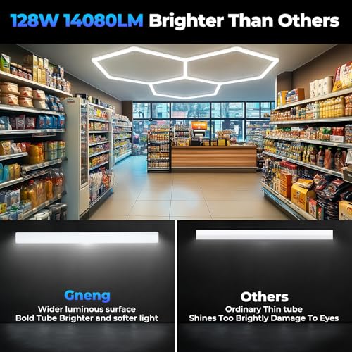 Hexagon Garage Lights-128W LED,5000K 14080LM Updated Bigger Size 16 Pack Lights for Car Detailing,Workshop,Basement,Gym,Bar - image 2