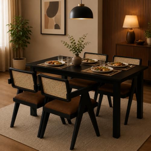 Wooden Dining Table, Oak, Rectangular, Modern Style, 4 Seater, Assembly Required (Walnut, (4 Seter) 1 Table(120 cm x 90 cm x 76 cm))