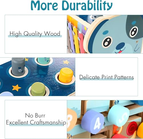 Wooden Hammering Pounding Toy for Toddlers 1-3, Montessori Toys for 1 Year Old with Pounding Bench, Xylophone, Number Maze Puzzle, Educational Toddler Activities Birthday Gift for Boys Girls - Image 6