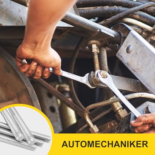 Gewindestangen M8 X 30cm Gewindestange Edelstahl 5er Volle Gewindestab mit 10 Flanschmuttern für Die Maschinen und Möbelherstellung (M8*30CM)