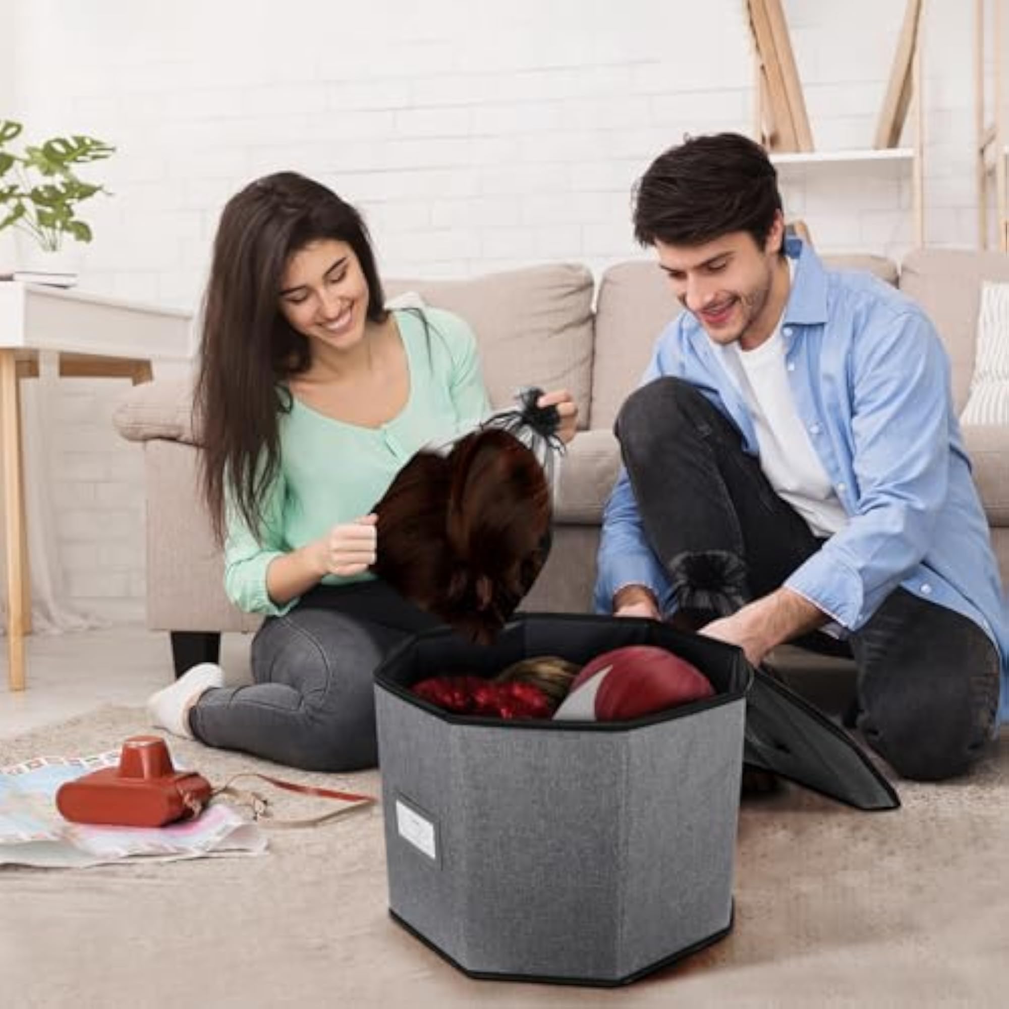 Wig Storage Box, Foldable Travel Case for Hair Accessories