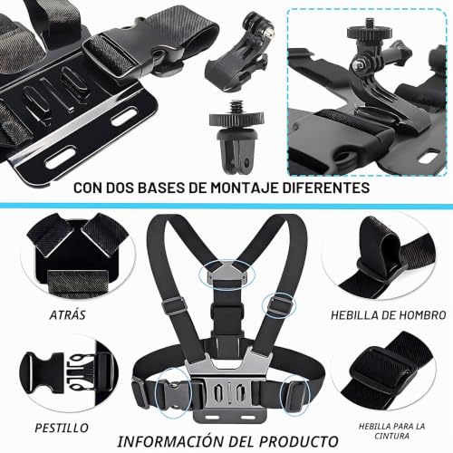 Arnés de pecho para Insta360 y DJI Osmo Action, correa elástica con soporte estable 2