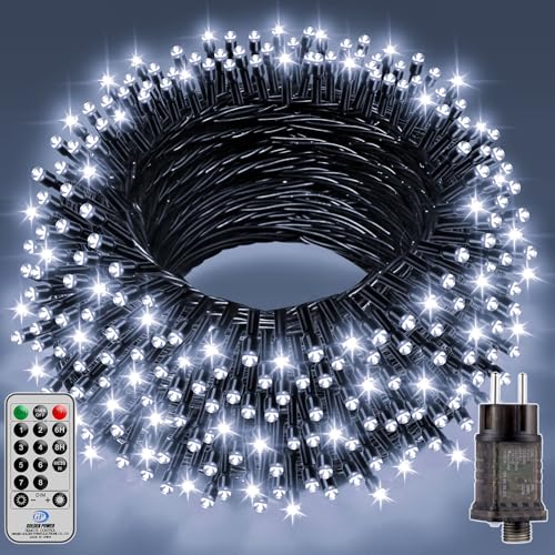UIONVO Guirlande Lumineuse Sapin de Noël Exterieur - 25M 250LED 8 Mode Blanc Froid Guirlande Électrique Sapin Télécommande pour Décoration Noël Exterieur...