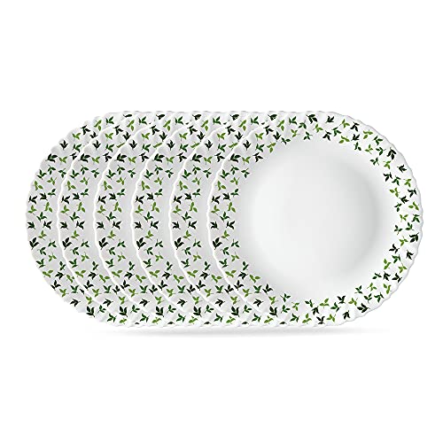 Larah by BOROSIL Sage 6 Pcs Opalware Plate Set (Dia - 10 inch), White