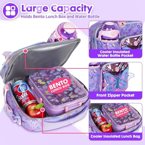 Image of Lunch Bag for Kids, Lunch Bag for Office Men, Women and Kids, Canvas Tiffin Bags for School, Picnic, Work, Carry Bag for Lunch Box and Water Bottle (Dinsoaur S)