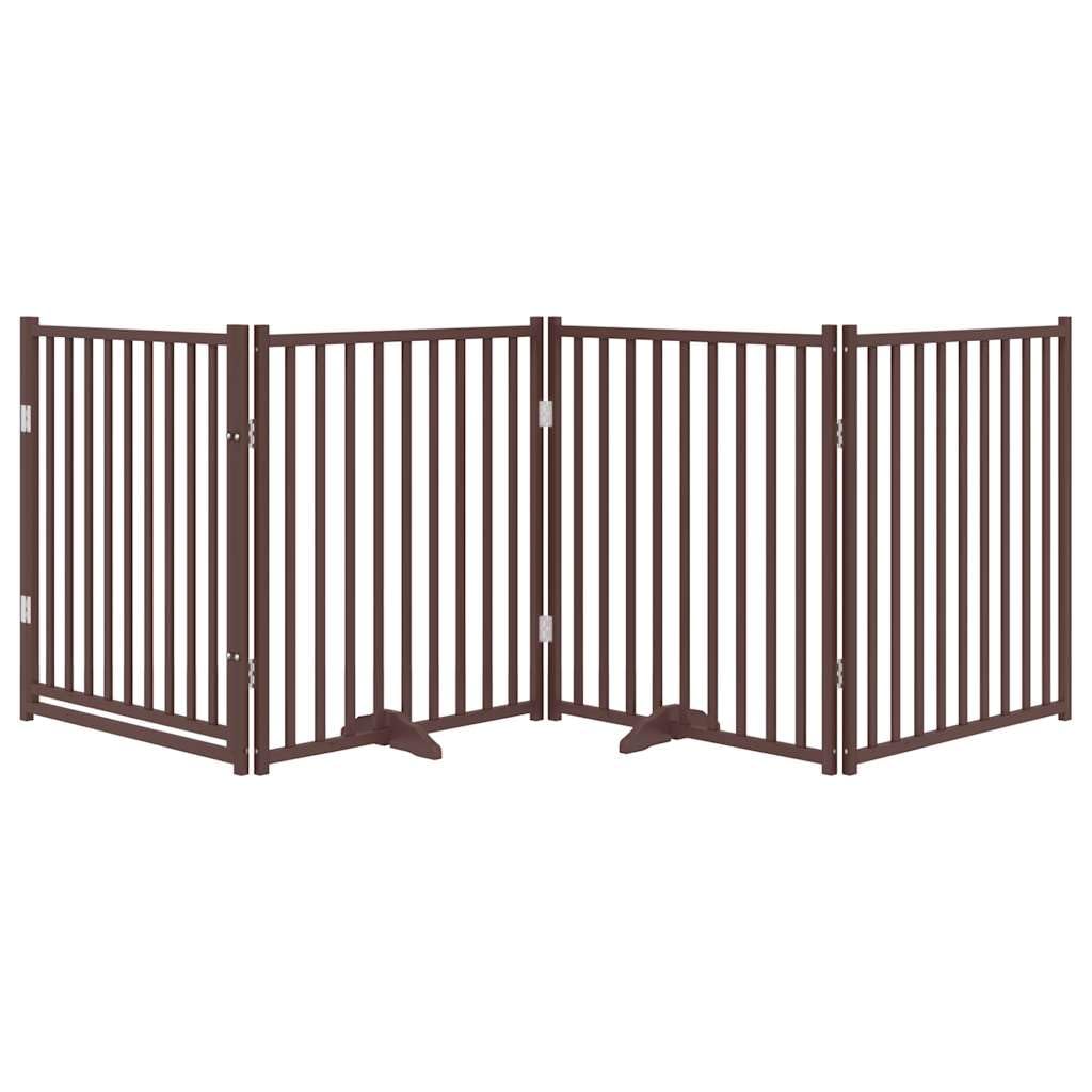 vidaXL Puerta de Perros Plegable 4 Paneles Madera Abeto marrón 320 cm, Puerta para Mascotas, Puerta de Seguridad para Perros, Puerta para Perros de Seguridad