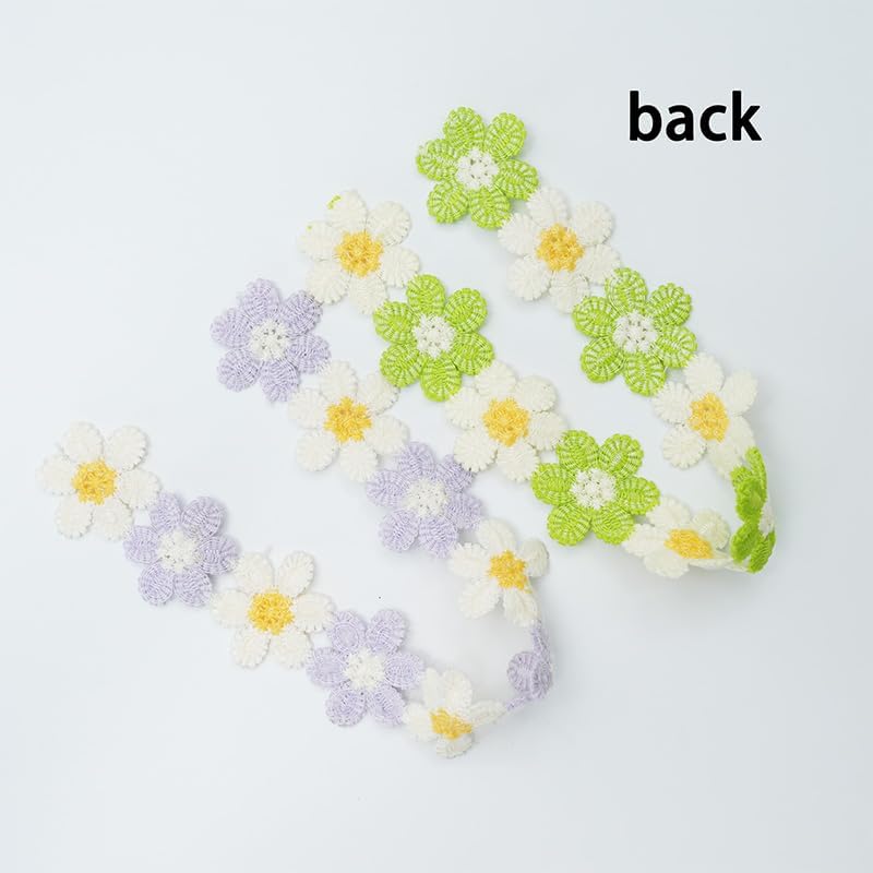 2pcs 10x1.2 inch Fresh Flower Daisy Lace DIY Clothing Accessory Clothes Bag Hand Sewn Patch