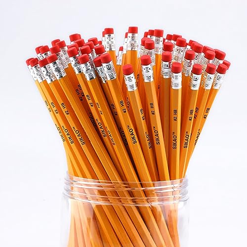 Sikao Pencils #2, Number 2 Pencils Bulk, Wood Pencils for Kids Sketching Drawing, HB No 2 Pencils with Erasers, Classroom Must Haves Essentials for Teachers School Supplies (100 Pack Unsharpened)